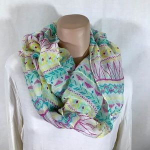 Blue and pink patterned scarf